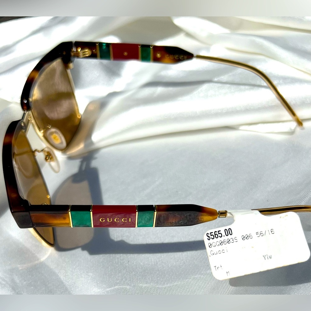 Gucci GG0603S 006 Havana/Brown GG0603S Rectangle Sunglasses